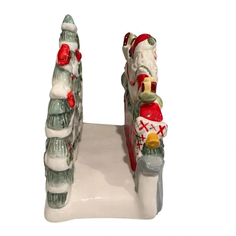 Fitz and Floyd Winterberry‎ Napkin Holder Christmas Santa Holidays Vintage